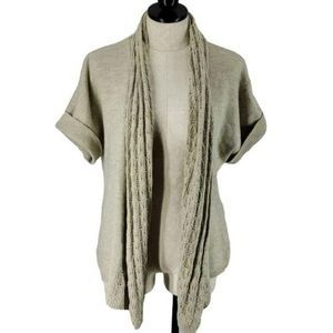 Maurices Women's Brown Tan Drape‎ Short Sleeve Duster Cardigan Size 1 XL